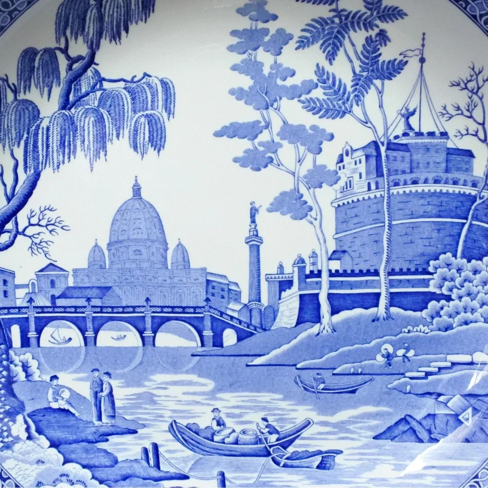 Vintage Spode Blue Room Collection Rome Blue & White Transferware Pasta Bowl